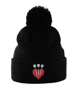 Pom Pom Beanie LoveDarts white arrows